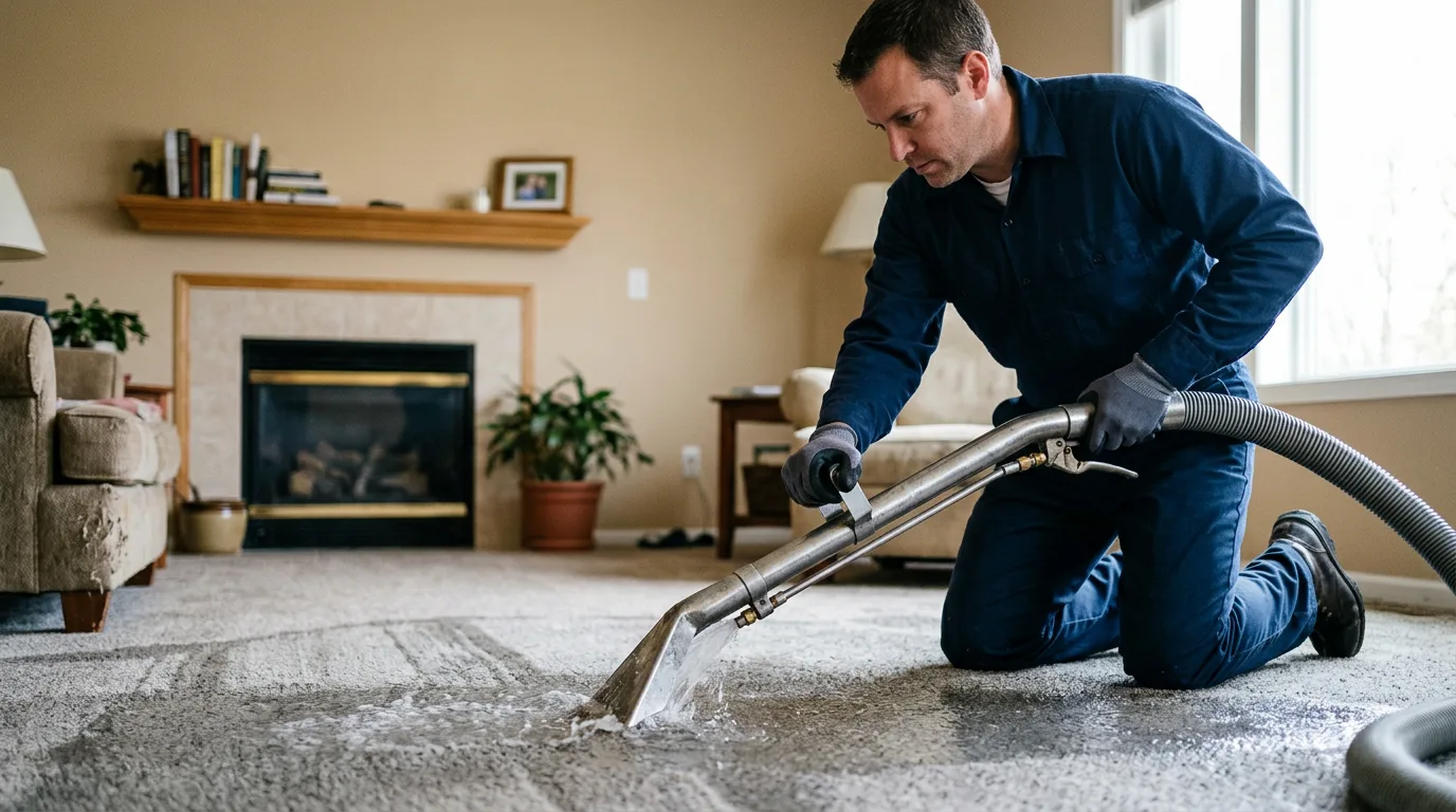 Water damage restoration technician working near Chesterfield, MA